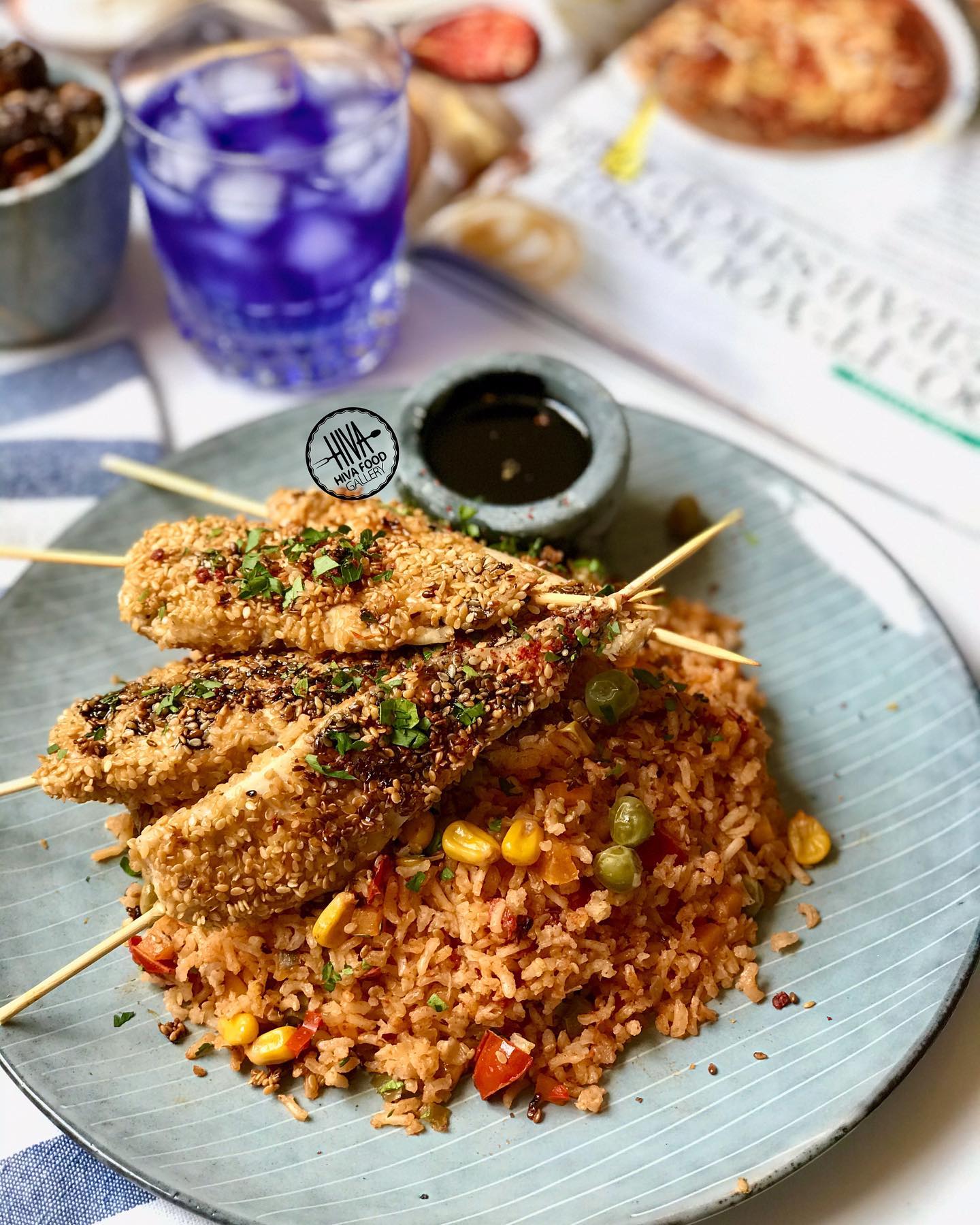 طرز تهیه پلو مخلوط با مرغ کنجدی 